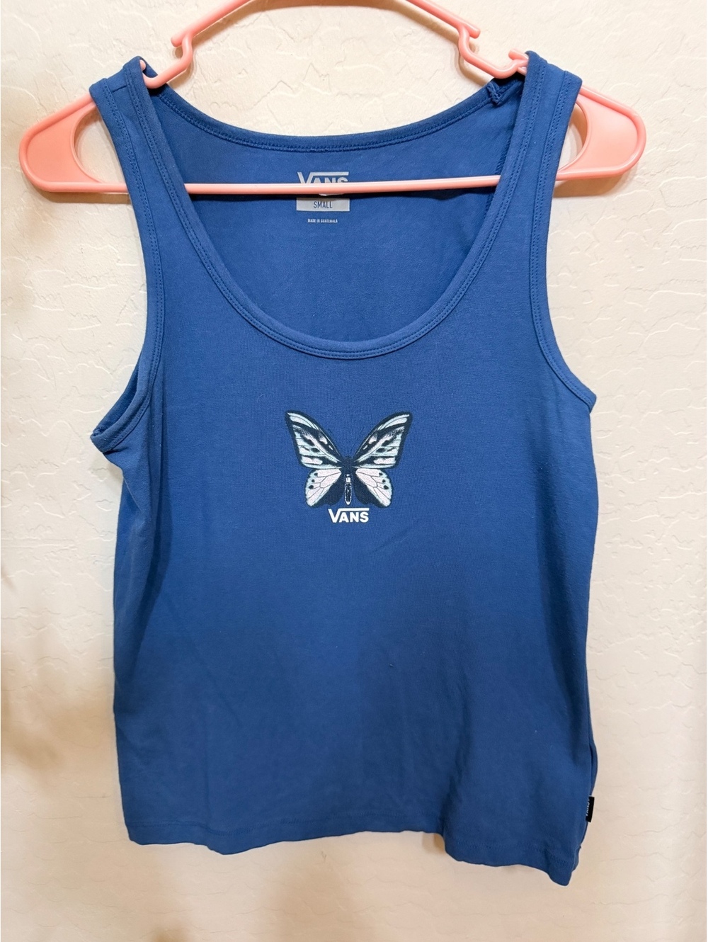 Van blue butterfly print tank top